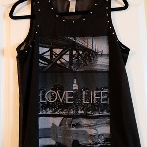 Black "Love Life" tank top